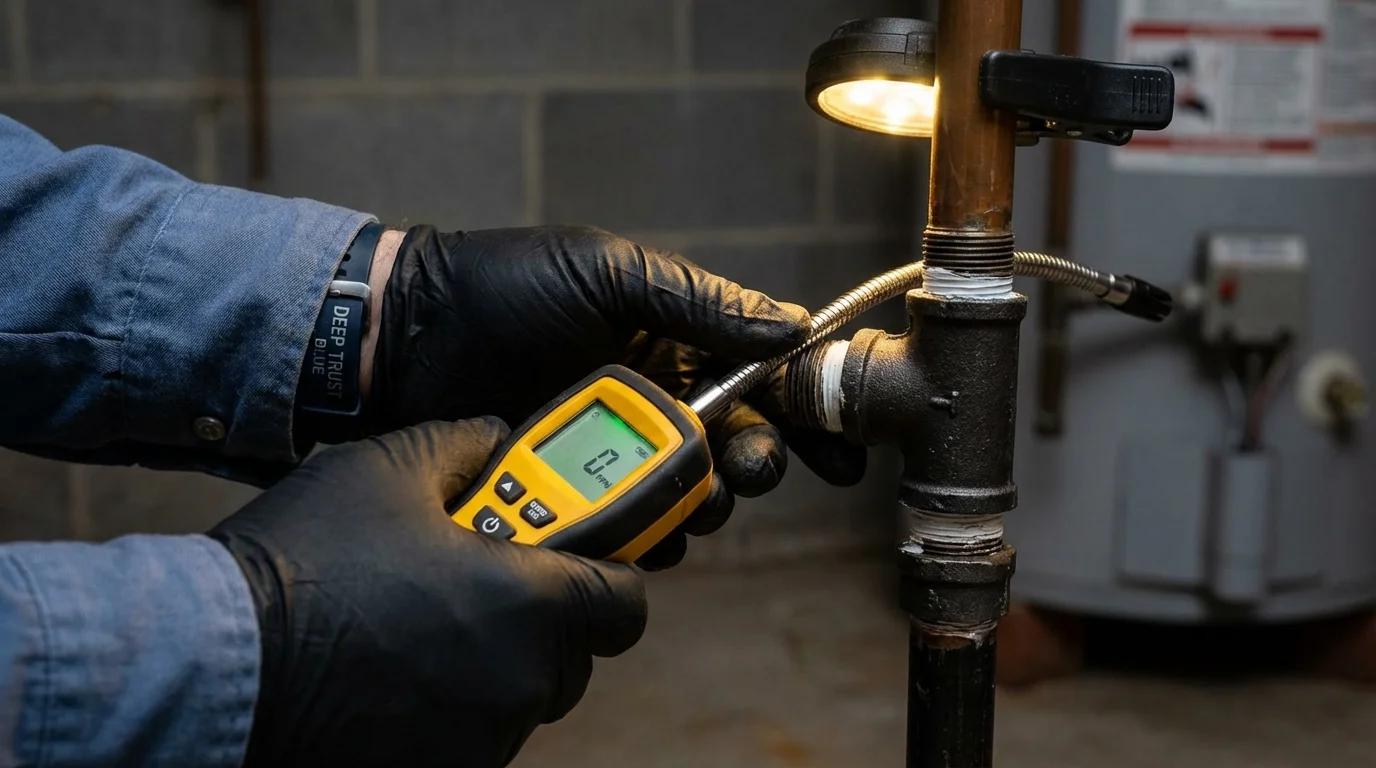 Gas leak detection with electronic sniffer by Johns Plumbing LLC in Nanty Glo