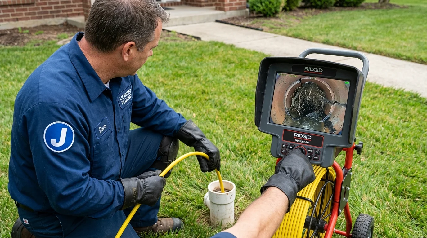 Sewer camera inspection being performed by Johns Plumbing LLC in Nanty Glo